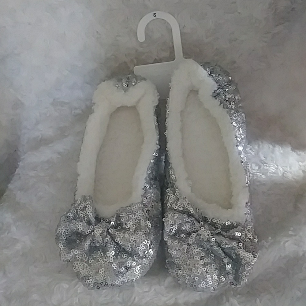 Silver Sequin Slippers